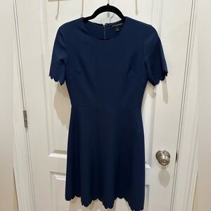 Banana Republic Scalloped Trim Dress in Navy Blue, Size 0